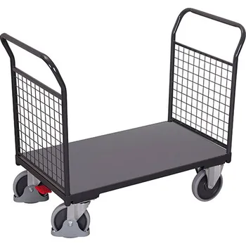 Plošinový vozík Plošinový vozík se dvěma madly Variofit sw-500.201, mřížová výplň, do 400 kg, 104 x 50 x 97,5 cm Barva: antracit RAL7016