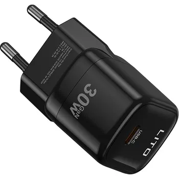 Lito Wall Charger LC11 Type-C výstup PD30W GaN ochrana EU zástrčka černá