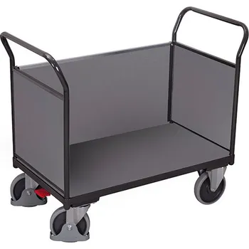 Stavební technika Variofit Plošinový vozík se dvěma madly a boční stěnou s plnou výplní, Variofit, ložná plocha 85 x 47 cm, do 400 kg, modrá/antracit Barva: antracit RAL7016