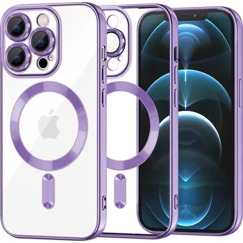 Pouzdro na mobilní telefon Techsuit Luxusní Křišťál MagSafe iPhone 12 Pro Max Světle Fialová
