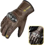 Techsuit Touchscreen rukavice OG106 z ovčí kůže na motorku hnědé vel. M