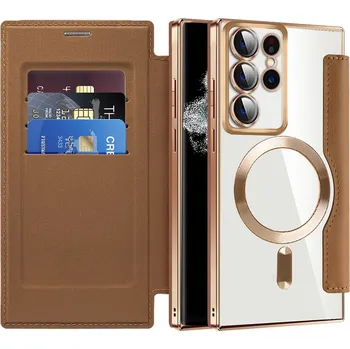 Pouzdro na mobilní telefon Pouzdro na knihu Techsuit SmartMag pro Samsung Galaxy S22 Ultra 5G hnědé