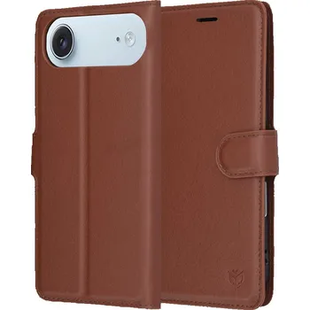 Pouzdro na mobilní telefon Kožené pouzdro Techsuit iPhone 17 Air hnědé