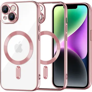Pouzdro na mobilní telefon Techsuit Luxusní Křišťálový MagSafe iPhone 14 Růžový