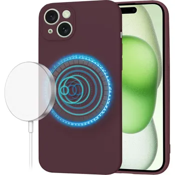 Pouzdro na mobilní telefon Techsuit SoftFlex MagSafe pro iPhone 15 Plus švestkově červená