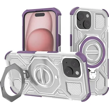 Pouzdro na mobilní telefon Techsuit Carbon Shield PRO pro iPhone 15 fialový průhledný