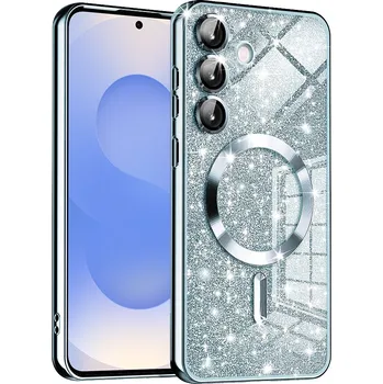 Pouzdro na mobilní telefon Techsuit Luxury Glitter MagSafe pro Samsung Galaxy S25 světle modrá