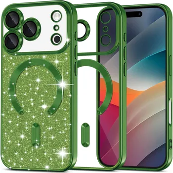 Pouzdro na mobilní telefon Techsuit Luxury Glitter MagSafe pro iPhone 17 Pro v tmavě zelené