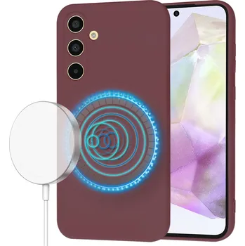 Pouzdro na mobilní telefon Techsuit SoftFlex MagSafe pro Samsung Galaxy A35 5G švestkově červená