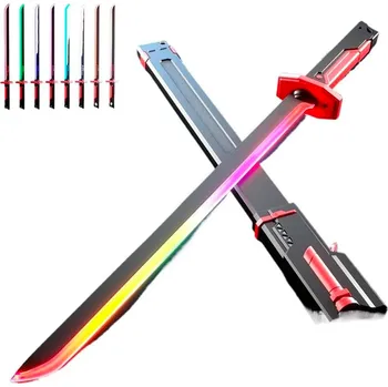 Dětská zbraň Světelný samurajský meč se zvuky, mlhou a jiskřením (80 cm) Barva: Červená