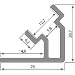 MCLED PROFIL AL ROHOVÝ REB 23X21MM BEZ DIFUZORU 2M ML-761.151.74.2