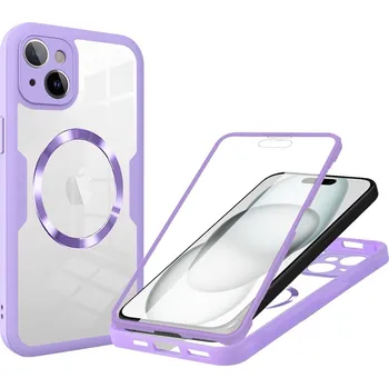 Pouzdro na mobilní telefon Techsuit ColorVerse 360 MagSafe Series Ochranné sklo iPhone 15 Fialová