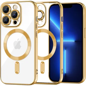 Pouzdro na mobilní telefon Techsuit Luxusní Křišťál MagSafe iPhone 13 Pro Max Gold