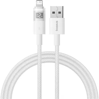 Baseus Data Cable Display 2 USB na Lightning Rychlé nabíjení Digitální displej 2.4A 2m Měsíční bílá