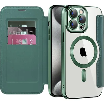 Pouzdro na mobilní telefon Pouzdro na knihu Techsuit SmartMag pro iPhone 15 Pro zelené