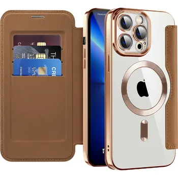 Pouzdro na mobilní telefon Pouzdro na knihu Techsuit SmartMag pro iPhone 13 Pro hnědé