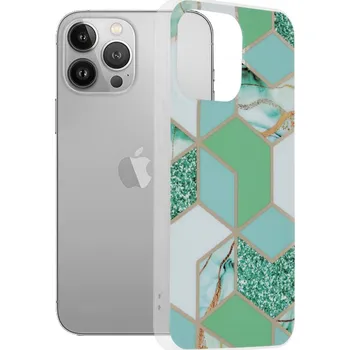 Pouzdro na mobilní telefon Techsuit Mramorová série iPhone 13 Pro Zelený Hex