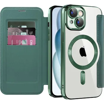 Pouzdro na mobilní telefon Pouzdro na knihu Techsuit SmartMag iPhone 15 Plus zelené
