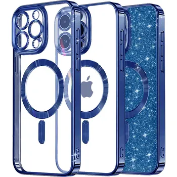 Pouzdro na mobilní telefon Techsuit Luxusní Třpytivý MagSafe iPhone 12 Pro Tmavě modrý