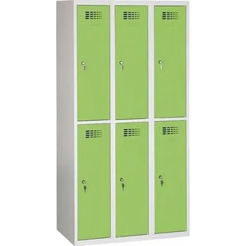 Šatní skříň Šatní skříně vícedveřové, 300 mm, 6 oddílů, cylindrický zámek, svařované Jméno: Šatní skříň vícedvéřová, 6 oddílů, cylindrický zámek, šedá/zelená