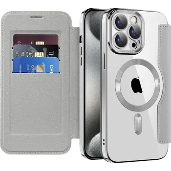 Pouzdro na mobilní telefon Techsuit SmartMag knížkové pouzdro iPhone 15 Pro šedé