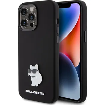 Pouzdro na mobilní telefon Karl Lagerfeld Silicone pouzdro iPhone 15 Pro Max Choupette Metal Pin růžová