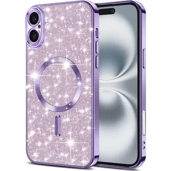 Pouzdro na mobilní telefon Techsuit Luxury Glitter MagSafe pro iPhone 16 Plus světle fialová
