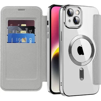 Pouzdro na mobilní telefon Pouzdro na knihu Techsuit SmartMag pro iPhone 14 Plus šedé