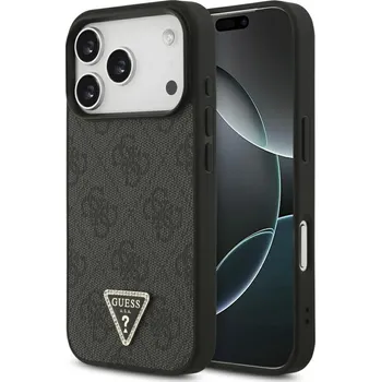 Telefonní příslušenství Guess Leather 4G Triangle Strass MagSafe pro iPhone 17 Pro černý