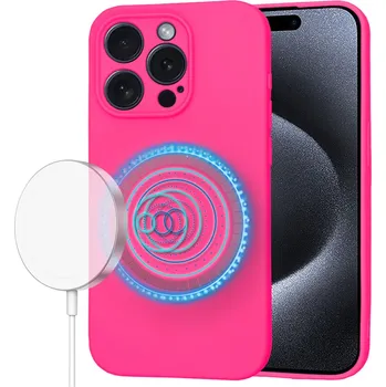 Pouzdro na mobilní telefon Techsuit SoftFlex MagSafe pro iPhone 15 Pro v růžové barvě