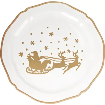 Porcelánový servírovací tác na cukroví GingerBread 33cm Brandani (barva - béžová-bílá)