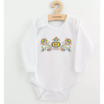Kojenecký body dětské body s potiskem lidový vzor – NEW BABY, velikost 74 (6–9 měsíců)
