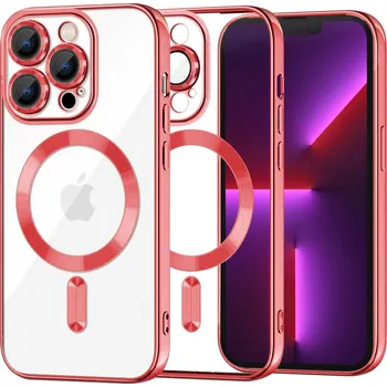 Pouzdro na mobilní telefon Techsuit Luxusní Křišťálové MagSafe iPhone 13 Pro Červené