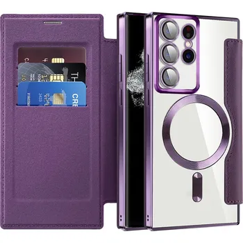 Pouzdro na mobilní telefon Pouzdro na knihu Techsuit SmartMag pro Samsung Galaxy S22 Ultra 5G fialové