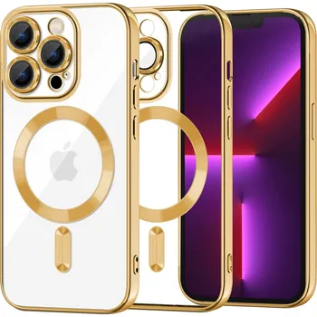 Pouzdro na mobilní telefon Techsuit Luxusní Křišťál MagSafe iPhone 13 Pro Gold