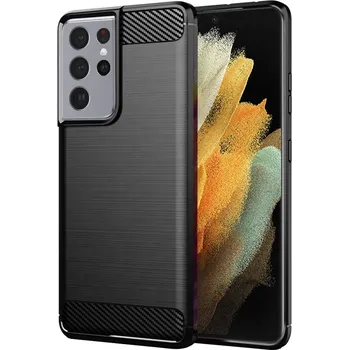 Pouzdro na mobilní telefon Techsuit Karbonový silikon Samsung Galaxy S21 Ultra 5G Černý