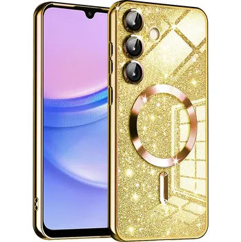 Pouzdro na mobilní telefon Techsuit Luxury Glitter MagSafe pro Samsung Galaxy A15 4G / A15 5G zlatý