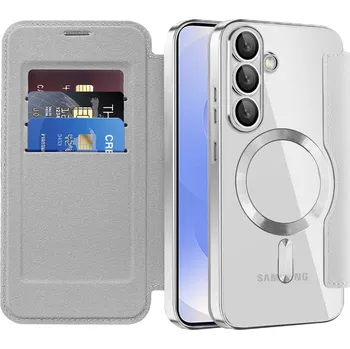 Pouzdro na mobilní telefon Pouzdro na knihu Techsuit SmartMag pro Samsung Galaxy S25 Plus šedé