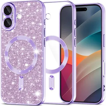 Pouzdro na mobilní telefon Techsuit Luxury Glitter MagSafe iPhone 17 světle fialová