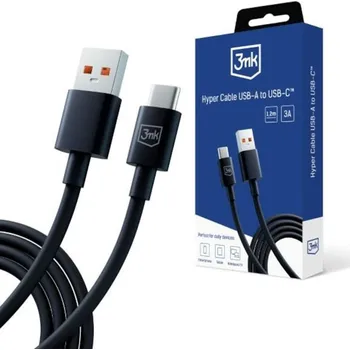 3mk Data Cable Hyper USB-A na USB-C 3A 1.2m černý