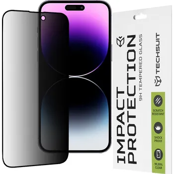 Techsuit 111D Soukromé Plné lepení iPhone 14 Pro Max Černá