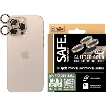 PanzerGlass® SAFE. Ochrana čočky fotoaparátu iPhone 16 Pro/Pro Max Třpytivě zlatá