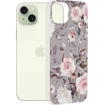 Pouzdro na mobilní telefon Techsuit Mramorová série iPhone 15 Plus Bloom of Ruth Šedá