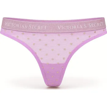 Kalhotky Victorias Secret tanga bavlněné kalhotky Cotton Heartbreaker Orchid Pink