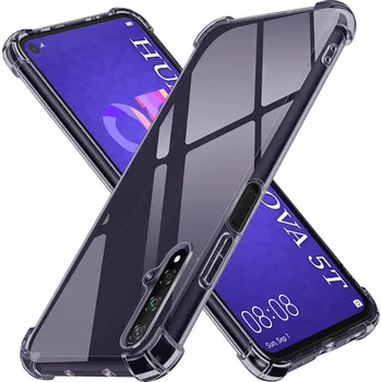 Pouzdro na mobilní telefon Techsuit Shockproof průhledný silikon Huawei Nova 5T Honor 20 kouřově černý