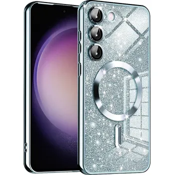 Pouzdro na mobilní telefon Luxusní Třpytivý MagSafe Samsung Galaxy S23 Plus Světle modrý