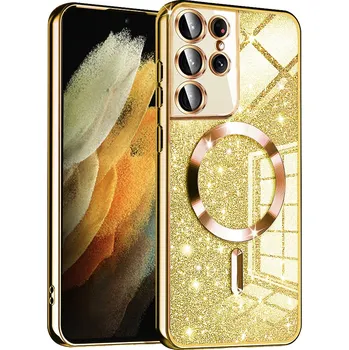 Pouzdro na mobilní telefon Techsuit Luxusní Třpytivý MagSafe Samsung Galaxy S21 Ultra 5G Zlatý