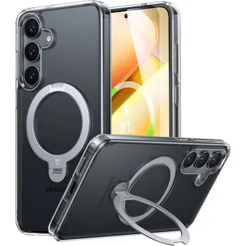 Pouzdro na mobilní telefon Torras Ostand Spin MagSafe Series Samsung Galaxy S25 Plus průhledný