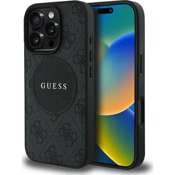 Pouzdro na mobilní telefon Guess 4G Circle Classic Logo MagSafe iPhone 16 Pro černá
