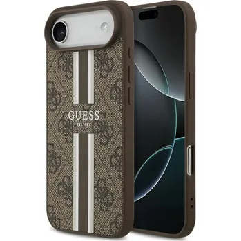 Pouzdro na mobilní telefon Guess Hardcase 4G Printed Stripes MagSafe iPhone 17 Air hnědý
